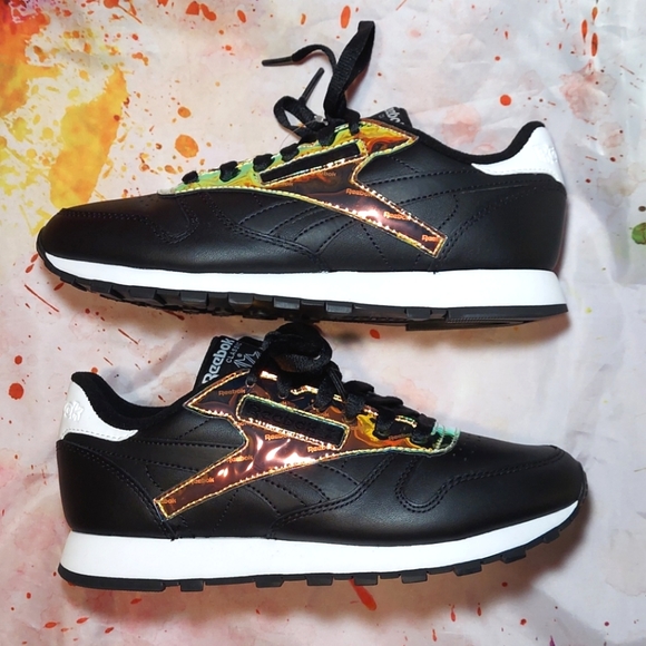 Reebok Shoes - Reebok Classic Black and iridescent women's size  7.5